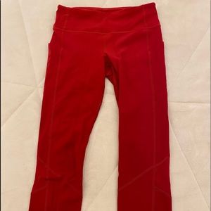 red Lululemon leggings